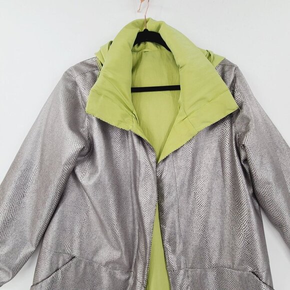 Mycra Pac Jacket Women's Small Reversible Hood Raincoat Jacket Silver Green - Picture 3 of 15